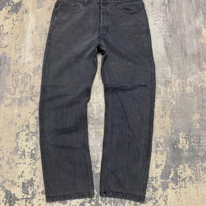 Vintage Levi's 501 Black Denim Jeans Straight Leg Button Fly W38 L32 Faded Charcoal 90s Streetwear Sustainable Men's Women's Pants (W38x32)