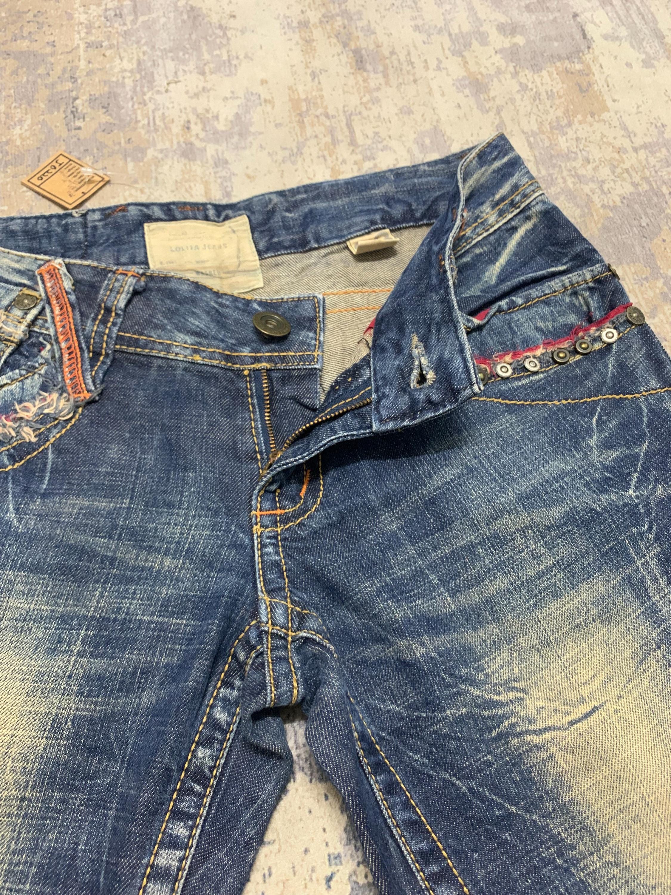 Vintage Lolita Low Rise Flare Jeans: Y2K Gothic Avant Garde Style