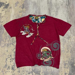 Karakuri Tamashi Overprint T-Shirt: Japanese Brand Vintage Tee, Size M