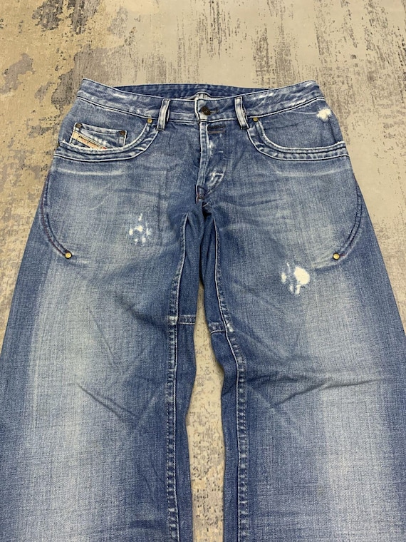 Y2K Baggy Low Rise Jeans: Diesel D Logo Wide Leg Denim - Etsy Denmark