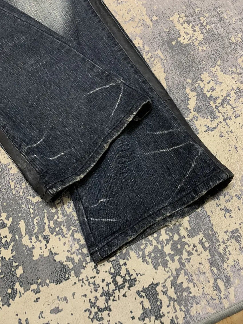 Flare Jeans Morgan Homme Patches Distress Faded Bootcut Y2k