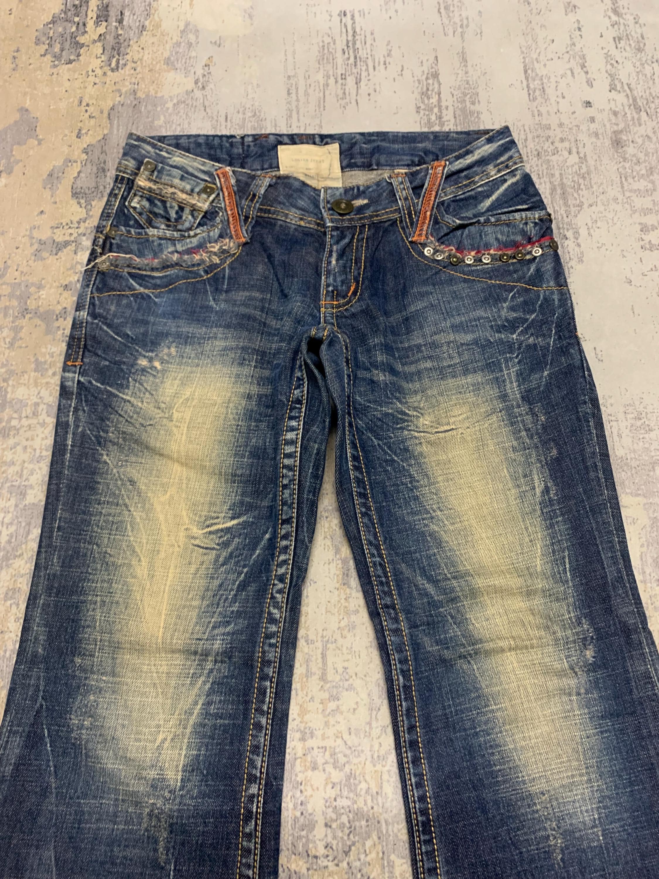 Vintage Lolita Low Rise Flare Jeans: Y2K Gothic Avant Garde Style