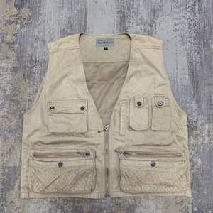 Japanese Utility Tactical Multi Pocket Safari Vest Jacket, Men Fishing Outdoor Vest Size Medium