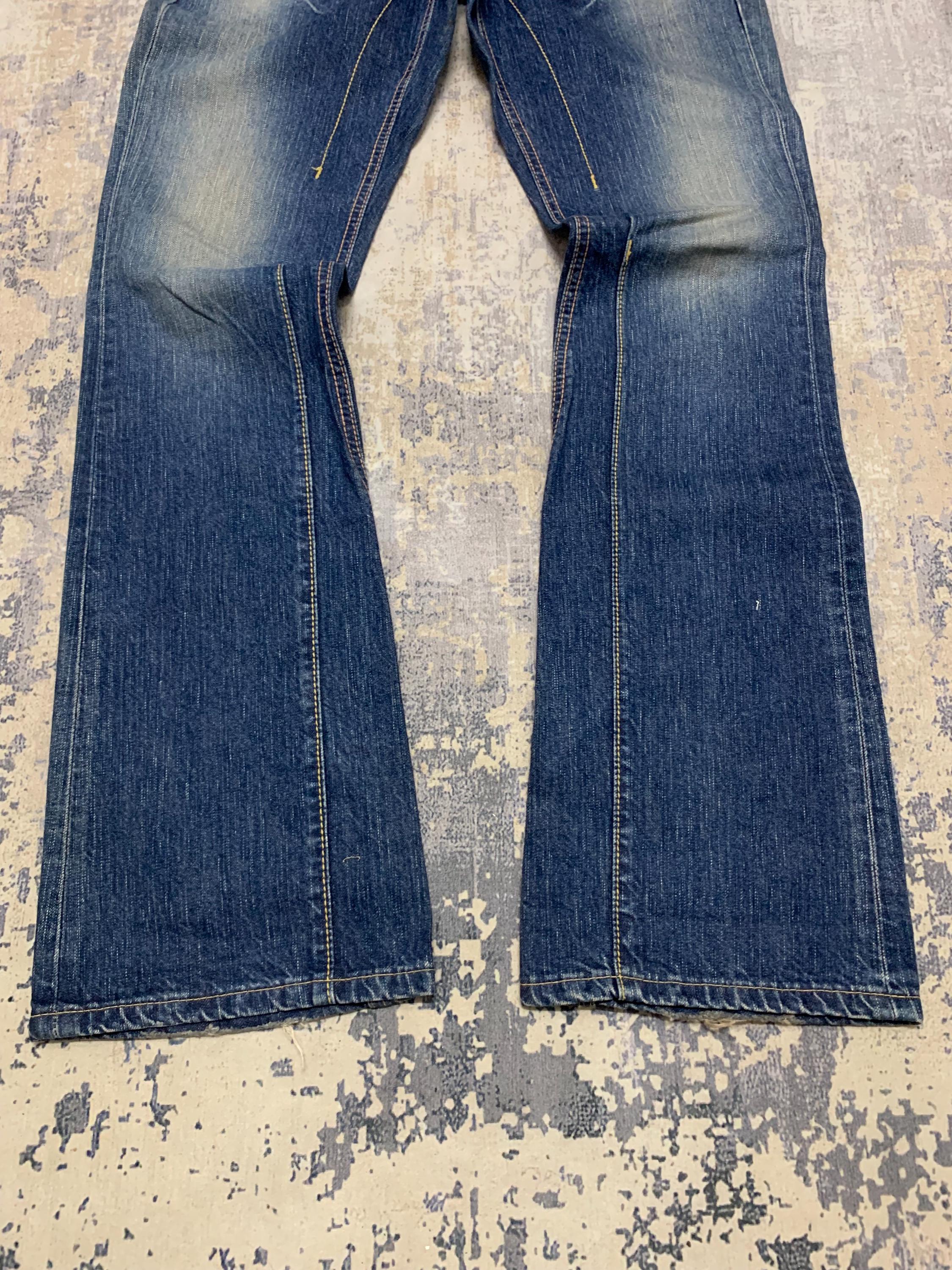 Vintage Y2K Edwin Flared Jeans: Low Rise Distressed Denim Size 31 