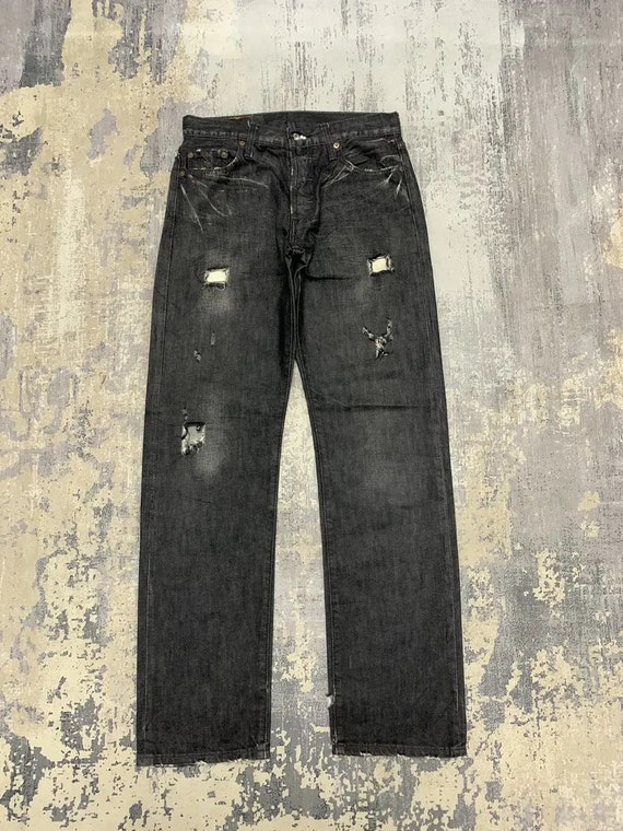 【USA製】90's Levi's 501 Damaged Jeans Levis 501 Vintage 90s USA XX Straight Leg Jeans Blue