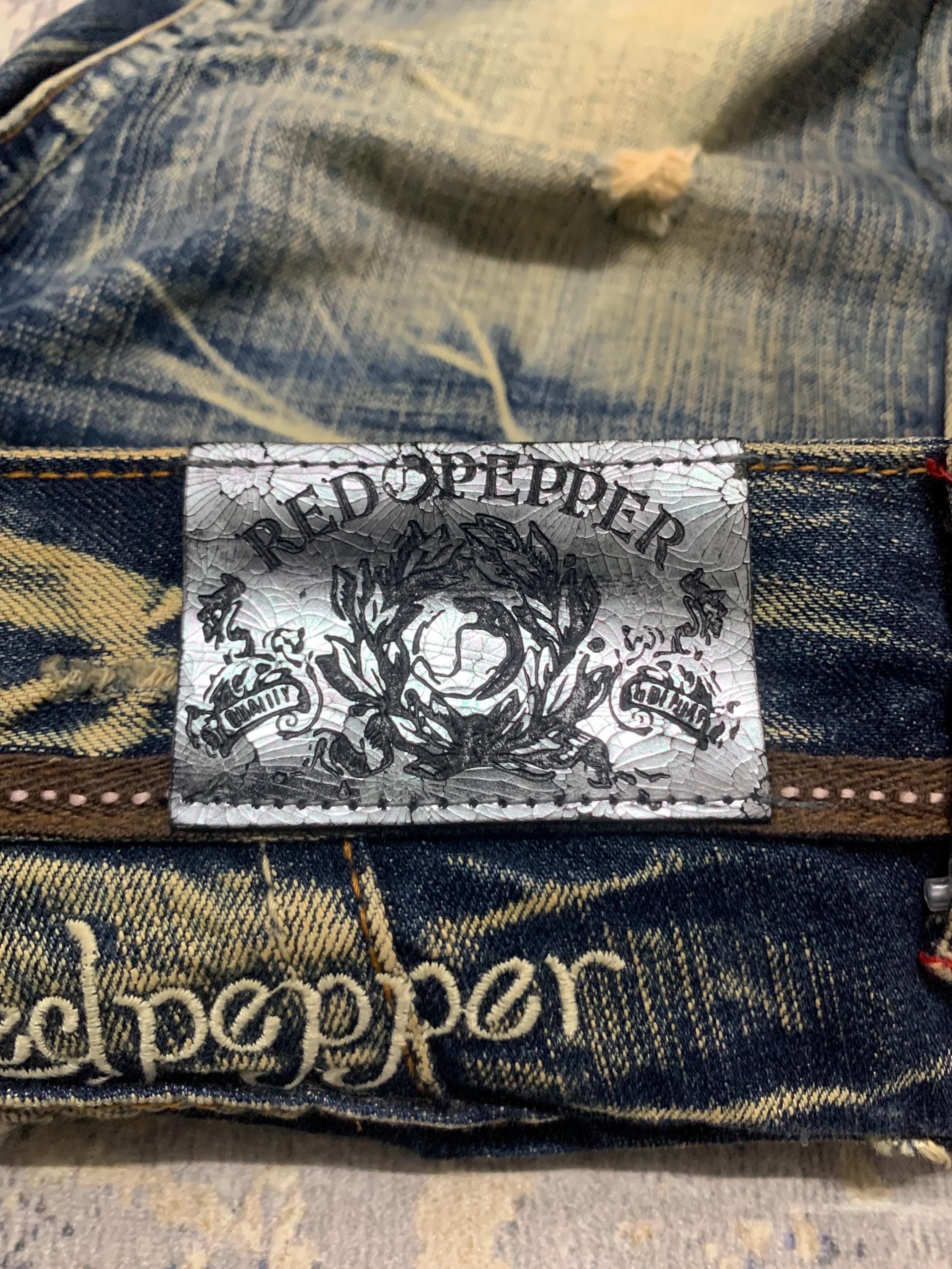 Vintage Red Pepper Embroidered Jeans, Bootcut Denim (w32x31) - Etsy
