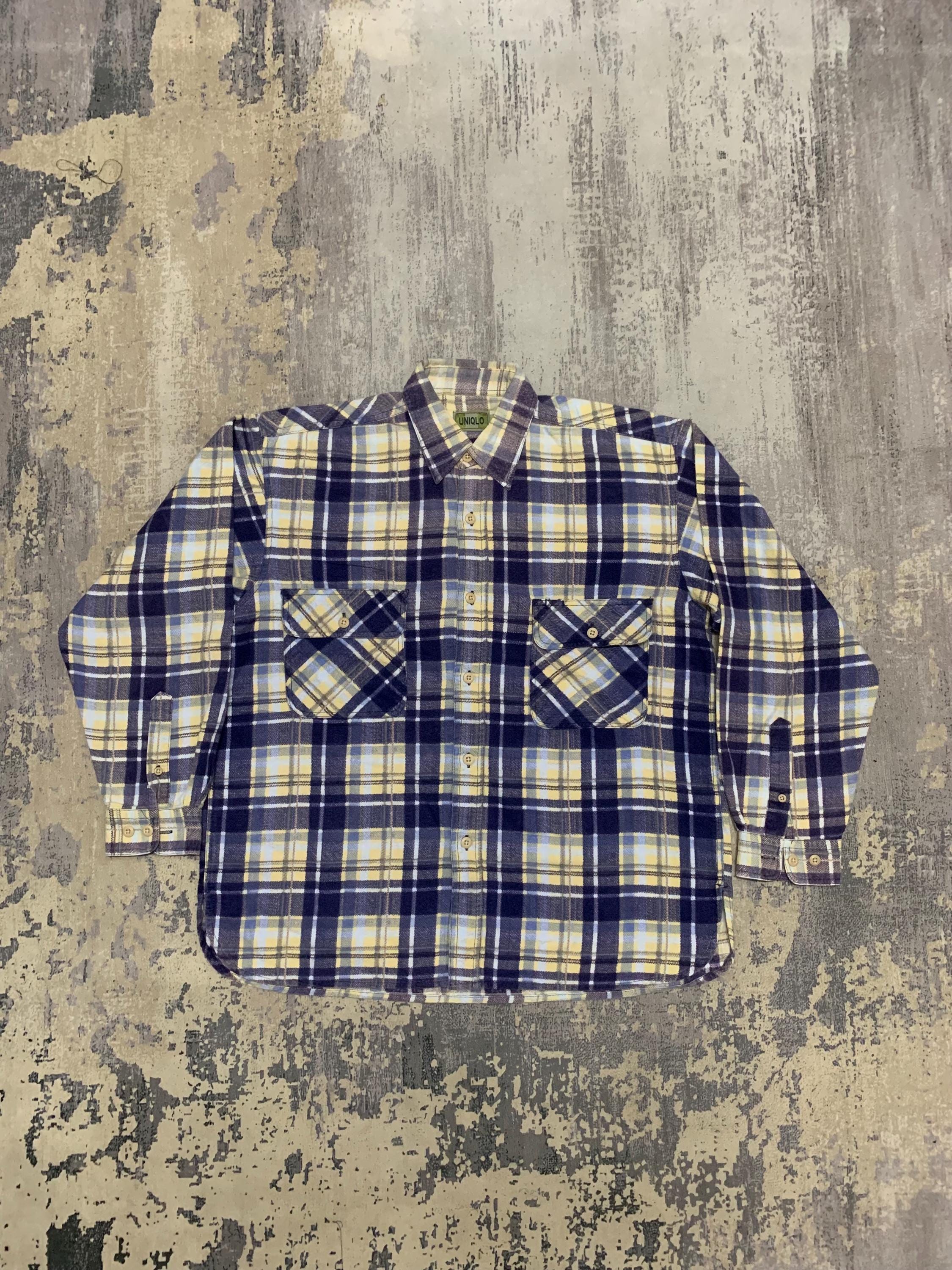 Uniqlo, Vintage 90s Uniqlo Plaid Flannel Shirt, Men's Medium Cotton Button-Up Medium