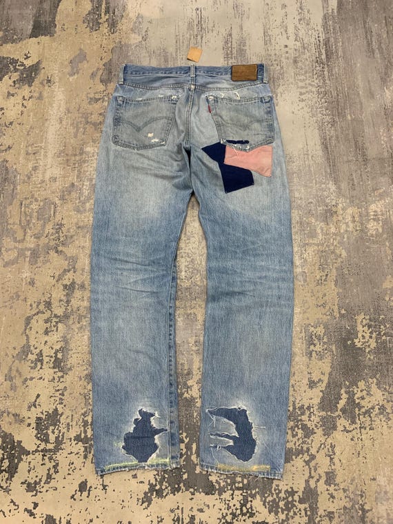 Custom Patchwork Levi’s 501ZXX Big E LVC Jeans | … - image 9