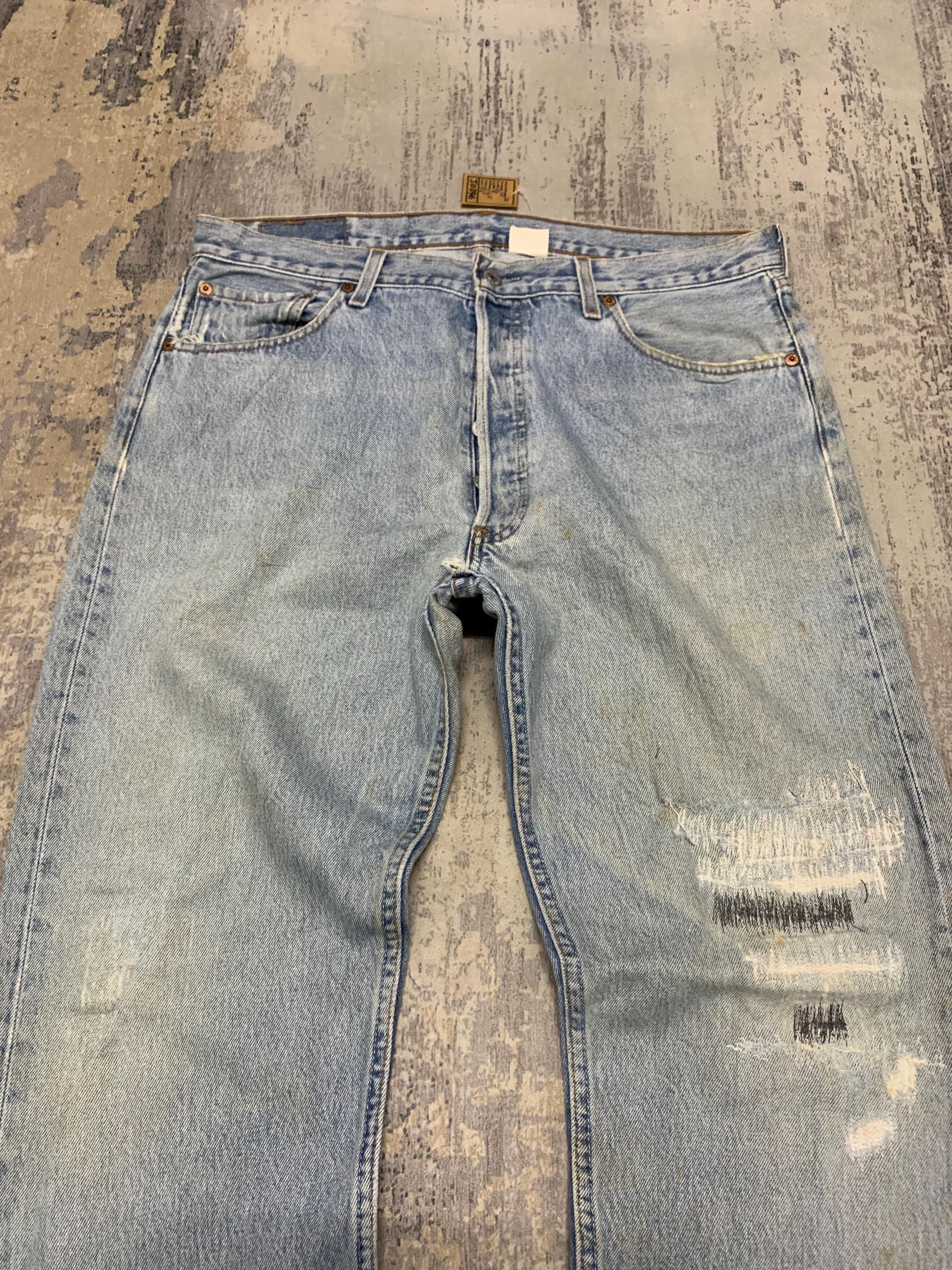 Vintage Levi's 501 Jeans Rework Boro Style - Distressed Denim