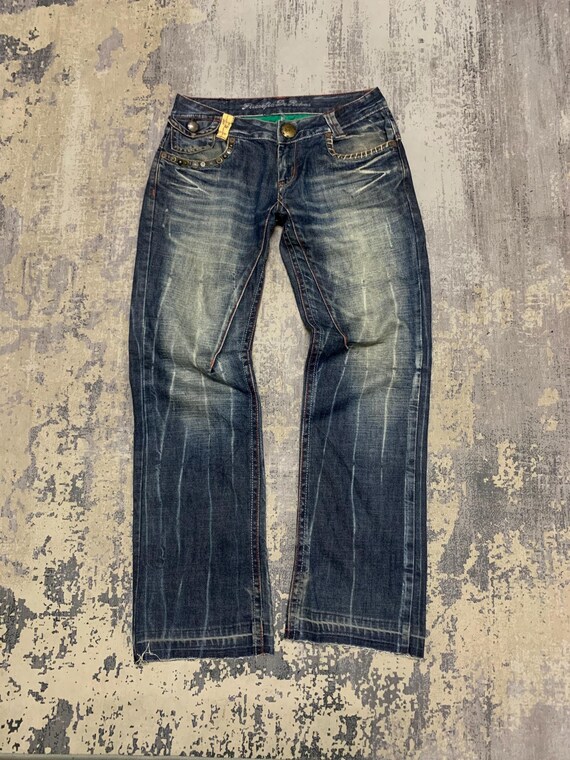 Japanese Brand Distressed Flare Jeans - Clawmark Detail - Waist 30 