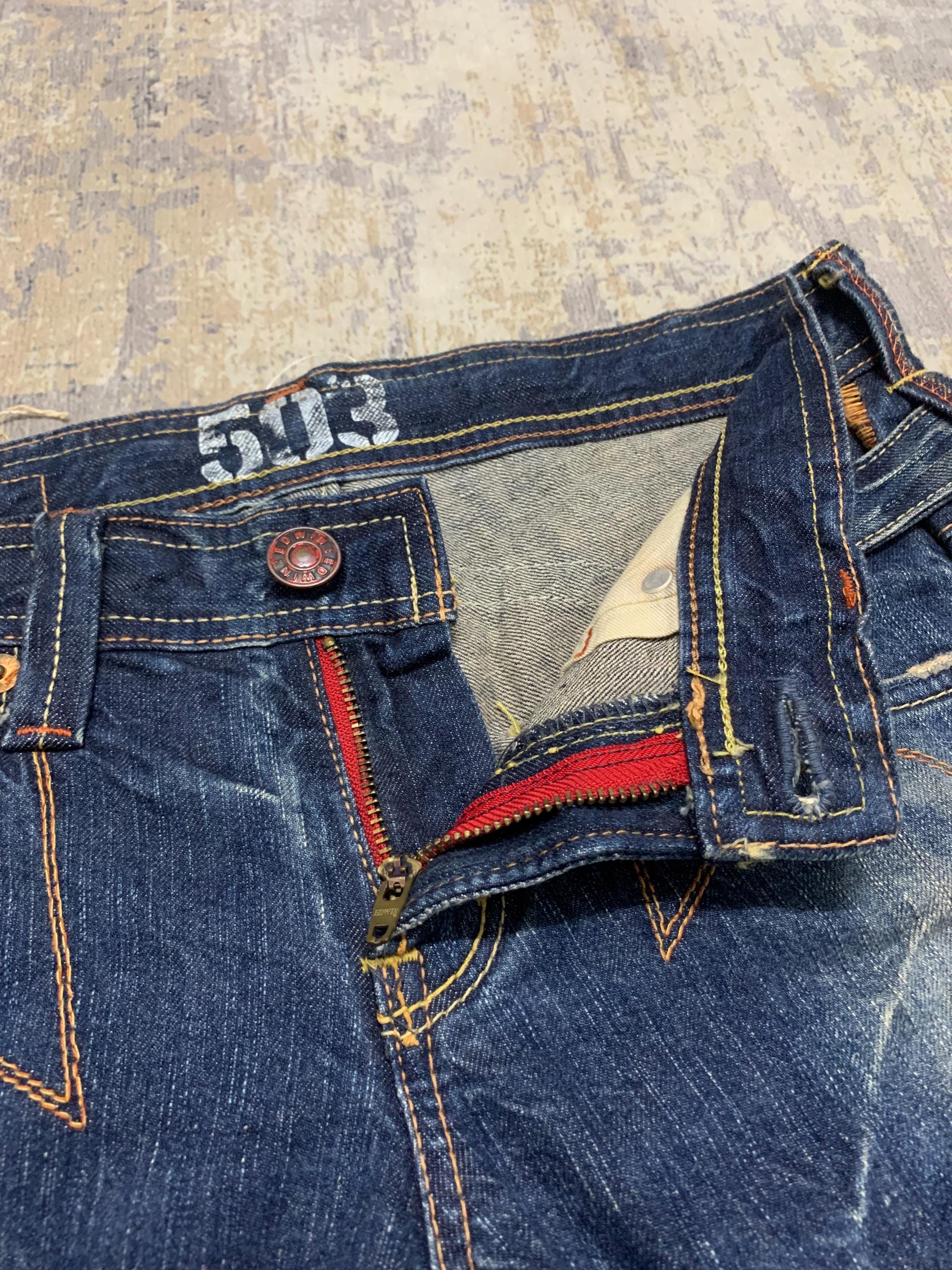 Vintage Y2K Edwin Flared Jeans: Low Rise Distressed Denim Size 31 