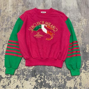 Vintage Seno Fich Sport Milano Sweatshirt Men Women Sweater Multicolor Sweatshirt Embroidery Logo Medium