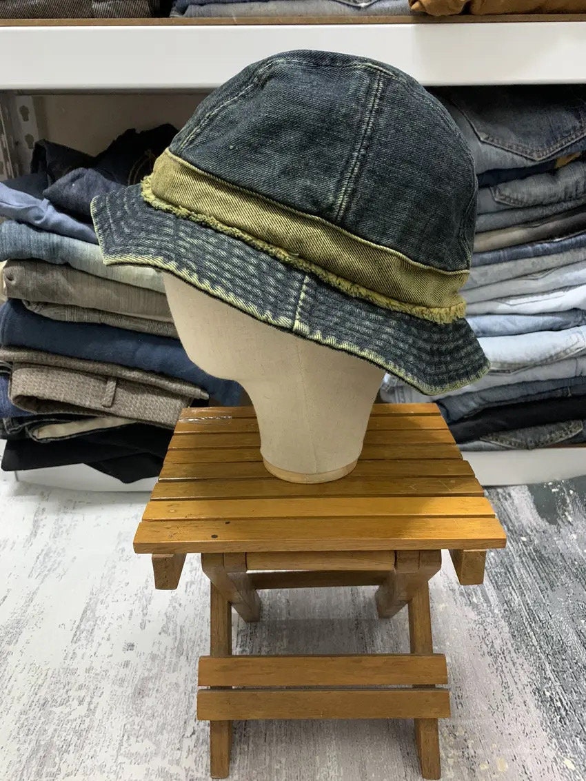 Vintage Kapital Style Denim Bucket Hat: Japanese Boro Style - Etsy