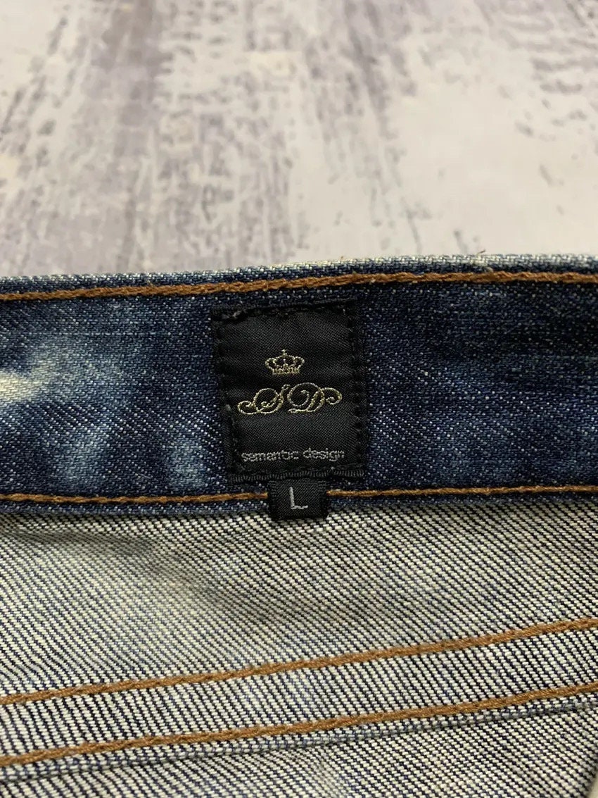 Acid Wash Jeans - Semantic Design Bleach Denim Pants - Size 34x33