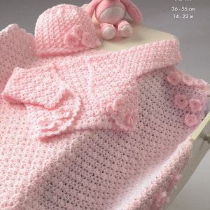 Bolero, Hat and Pram Blanket Crochet Pattern for Baby or Toddler - King Cole Double Knit Crochet Pattern 3258