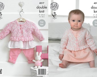 Babies / Girls Cardigans Knitting Pattern - King Cole DK Knitting Pattern 4317