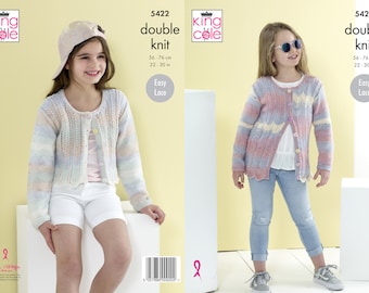 Cardigans Knitting Pattern - King Cole DK Knitting Pattern 5422