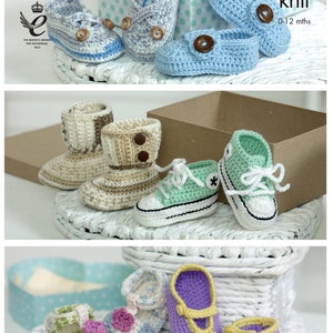 Crocheted Baby Shoes Crochet Pattern - King Cole Double Knit Crochet Pattern 4492