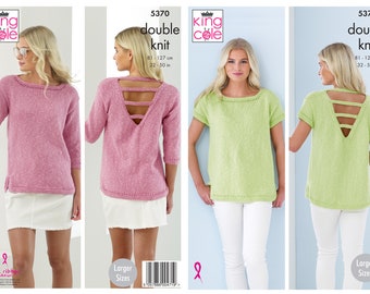 Ladies Tops Knitting Pattern - King Cole DK Knitting Pattern 5370