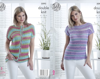 Ladies Cap Sleeved Top and Cardigan Knitting Pattern - King Cole DK Knitting Pattern 5095