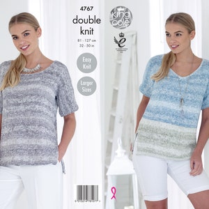 Ladies Tops Knitting Pattern - King Cole DK Knitting Pattern 4767