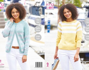 Cardigan and Sweater - King Cole Double Knitting Pattern 5747