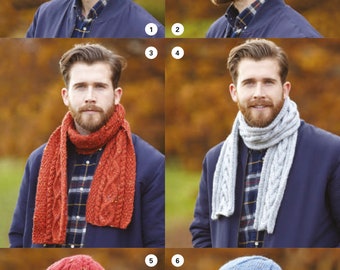 Hats and Scarves Knitting Pattern - King Cole Aran Knitting Pattern 3461