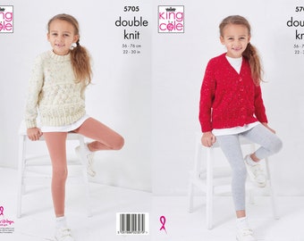 Cardigan and Sweater Knitting Pattern - King Cole DK Knitting Pattern 5705