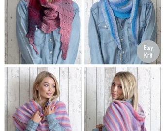 Scarves Knitting Pattern - King Cole Double Knit Knitting Pattern 5022