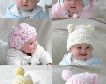 Children's Hats Knitting Pattern - King Cole Chunky Knitting Pattern 3391