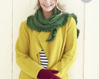 Ladies Wrap, Gloves and Hat Knitting Pattern - King Cole 4 Ply Knitting Pattern 5474