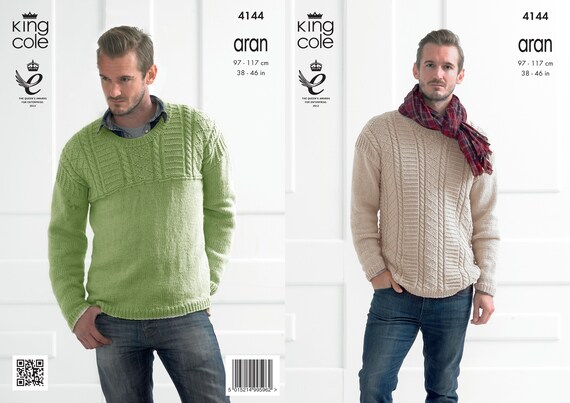 Textured Sweaters King Cole Aran Knitting Pattern 4144