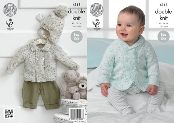 KNITTING PATTERN Baby Cable Jacket Coat Jumper /& Hat King Cole DK King Cole 4807