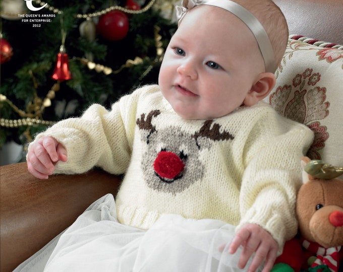 Babies Christmas Sweaters Knitting Pattern King Cole DK Knitting