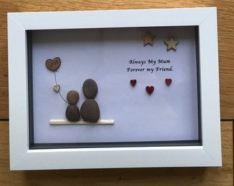 Personlig mor och dotter stenkonst, mors dag-present