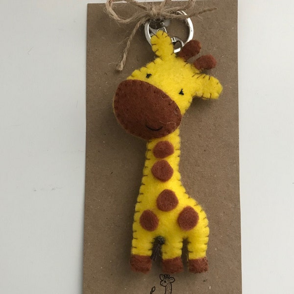 Porte-clés en feutre fait à la main, porte-clés girafe, cadeau de la Saint-Valentin, cadeau de l'enseignant, remplisseur de bas