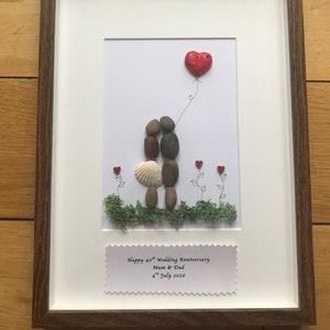 Ruby Wedding Anniversary Picture, Ruby Gift Pebble Picture, Personalised 40th Anniversary Gift, 40th Wedding Anniversary Picture