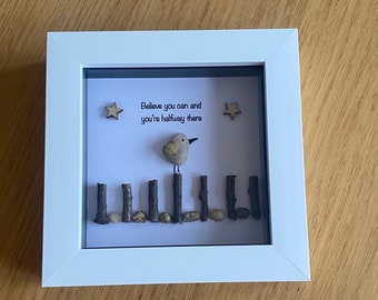 Personalized Pebble Bird Picture Frame, Inspirational Gift