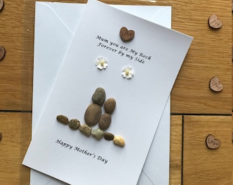 Mother's Day Personalised Card, Pebble Artwork Mother's Card, Mother's Birthday Card, Handmade Mother's Day Card, Mother's Day Gifts