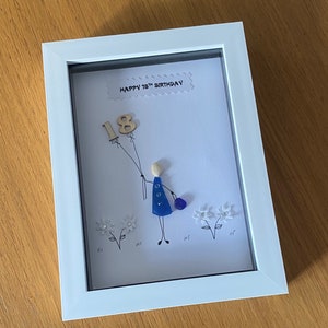 Personalised 18th Birthday Pebble Picture, Unique 18th Birthday Gift, gift for 18 year old, handmade picture for eighteenth birthday