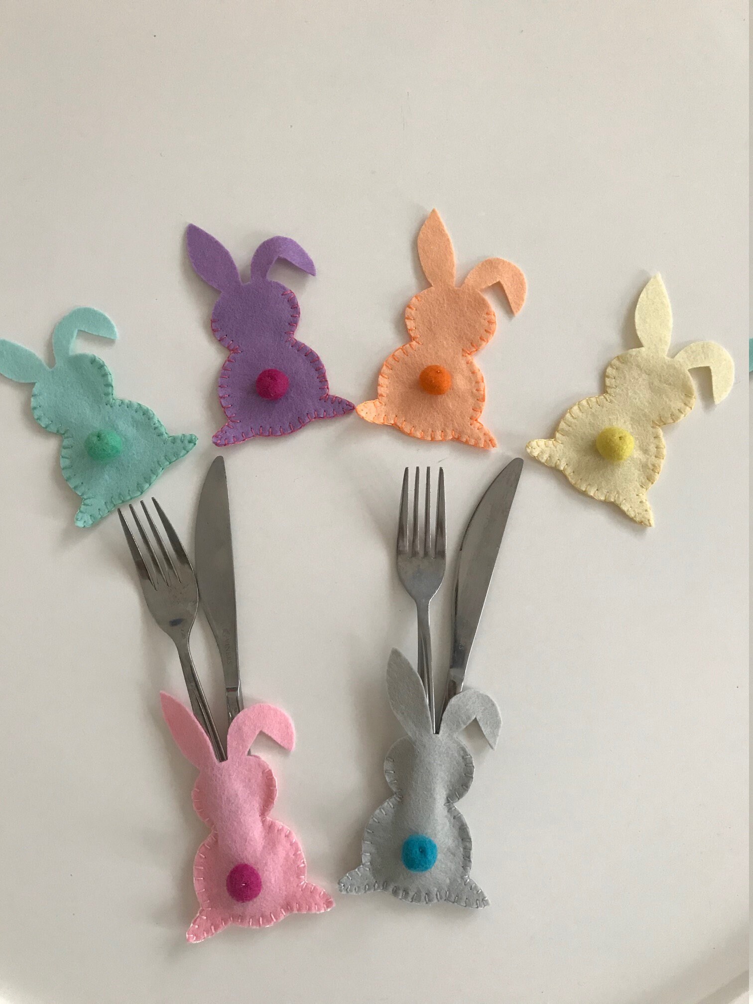 Felt Rabbit Decoration Easter Cutlery Holders Easter Table Etsy Australia
