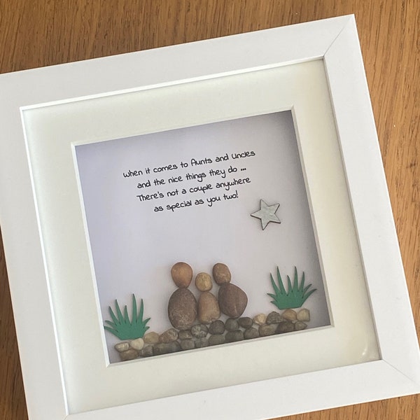 Uncle and Aunt Pebble Gift, Gift for Auntie, Personalised Pebble Frame for Uncle, Gifts for Uncles and Aunties