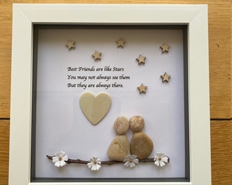 Personalised Best Friend Pebble Picture, Besties Pebble Art Gift, Personalised Best Friends Pebble Art, Unique Pebble Picture for Bestie