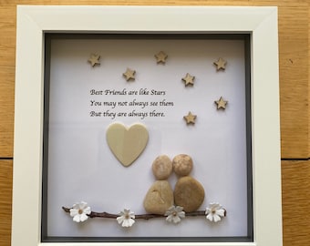 Personalised Best Friend Pebble Picture, Besties Pebble Art Gift, Personalised Best Friends Pebble Art, Unique Pebble Picture for Bestie