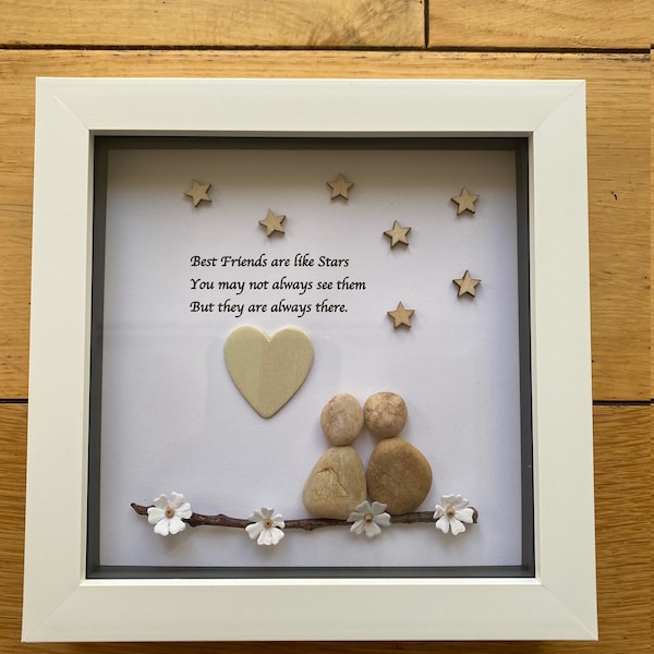 Personalised Best Friend Pebble Picture, Besties Pebble Art Gift, Personalised Best Friends Pebble Art, Unique Pebble Picture for Bestie