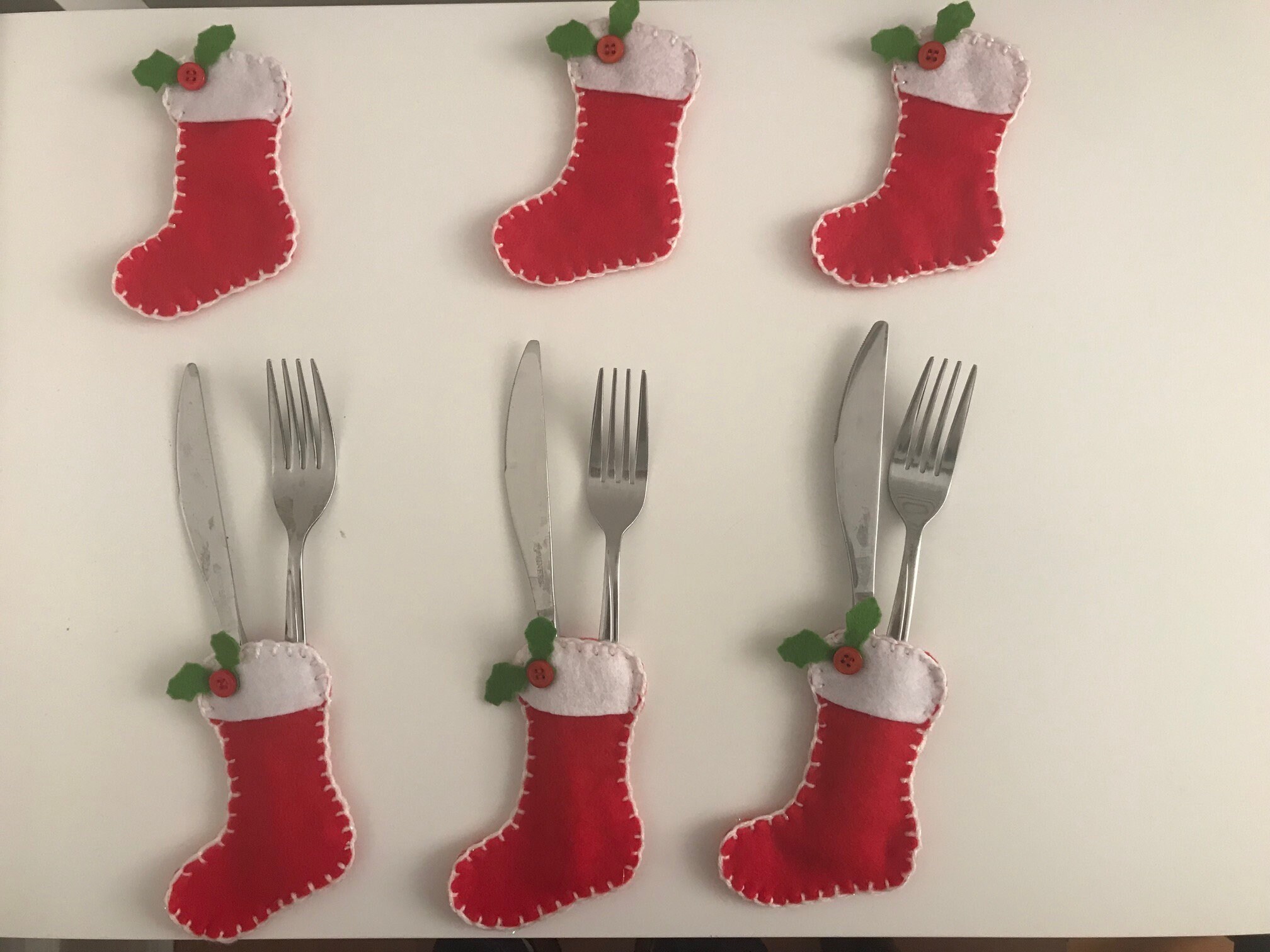 Christmas Table Decorations Handmade Felt Stockings - Etsy UK