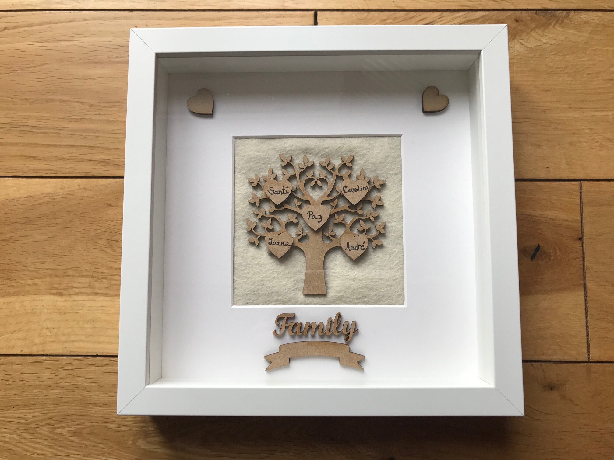 Handmade Personalised Family Tree With Scrabble Letters Box Frame Gift Wrapped Handmade Personalised Family Tree With Scrabble Letters Box Frame Gift Wrapped