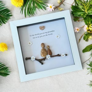 Personalised Pebble Picture for Grandma, Pebble Art for Mom, Unique Pebble Picture for Granny, Handmade Gift for Grandparents, Unique Gifts