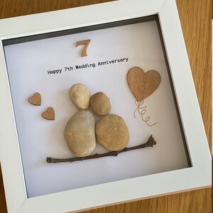 7th Anniversary Pebble Artwork Frame, Seventh Wedding Anniversary, Copper Anniversary Gift, 7th Wedding Anniversary Gift