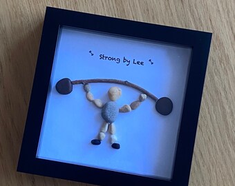 Cuadro personalizado de piedra con temática de levantamiento de pesas, regalo para instructor de gimnasio